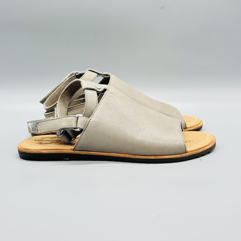 Sorel Sandals Womens 8 Gray Leather Ella Slingback Hook & Loop Mule Flats Shoes